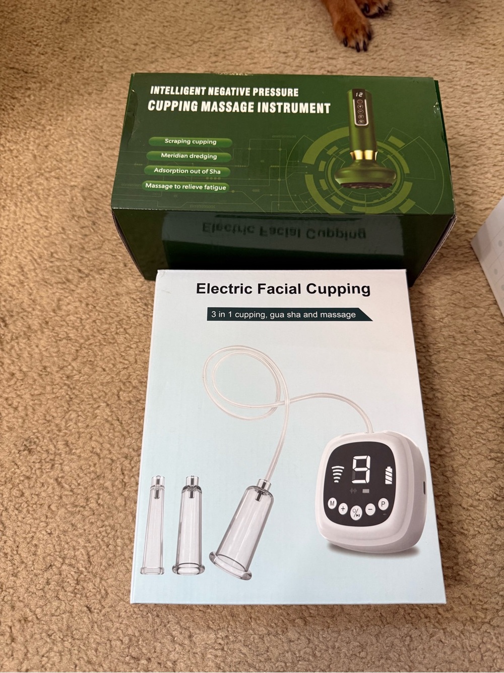 Electric Facial Cupping Device - White & Body Cupping Massage instrument - Green